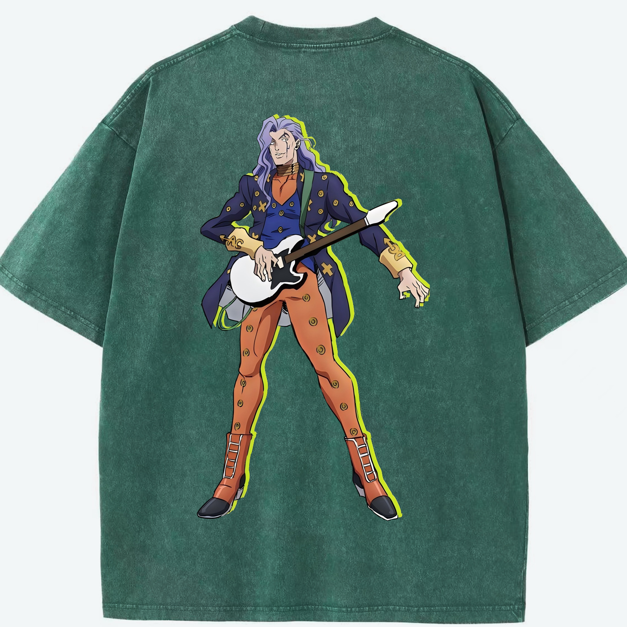 （画像用） ジョジョの奇妙な冒険 おといし あきら JoJo's Bizarre Adventure Akira Otoishi 綿100% ヴィンテージ風 半袖Tシャツ（背面プリント）